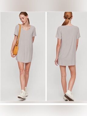 Wilfred Free Scoop Neck Mini Dress in Light Taupe